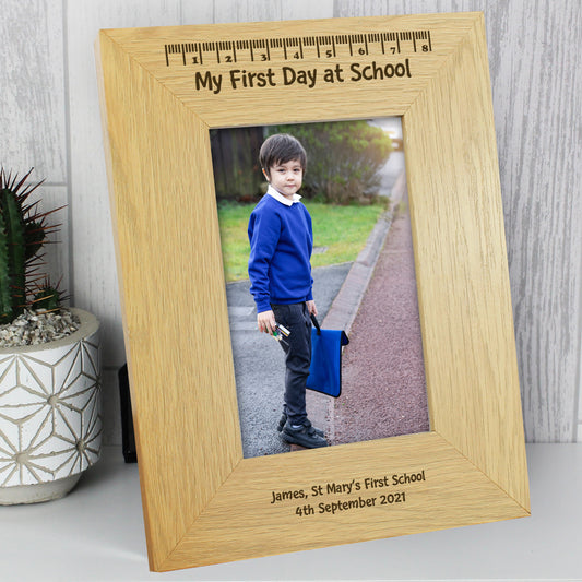 Personalised Oak Finish 6x4 My First Day At School Photo Frame - MK&JD Gifts