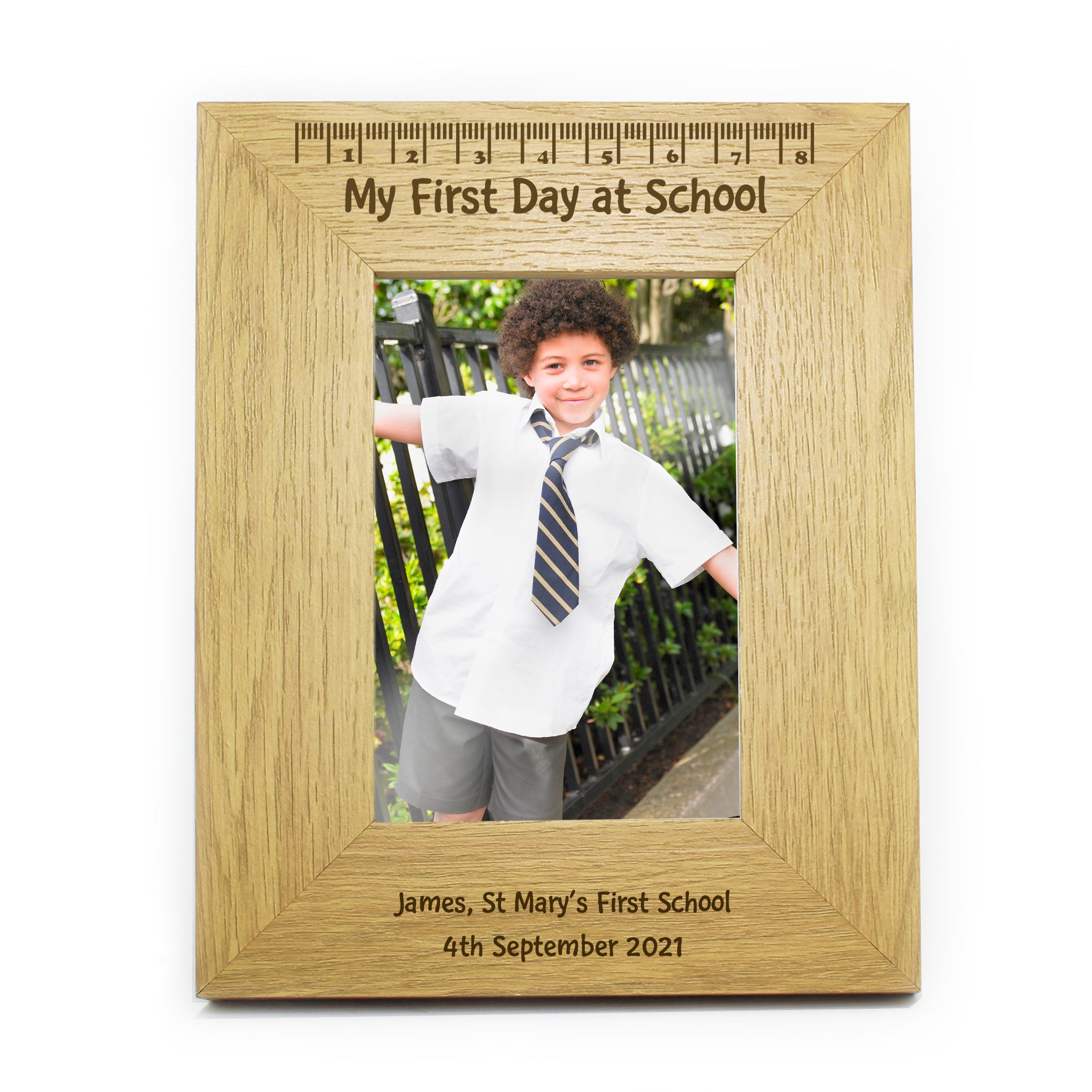Personalised Oak Finish 6x4 My First Day At School Photo Frame - MK&JD Gifts