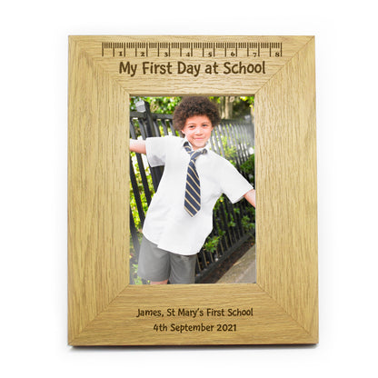 Personalised Oak Finish 6x4 My First Day At School Photo Frame - MK&JD Gifts