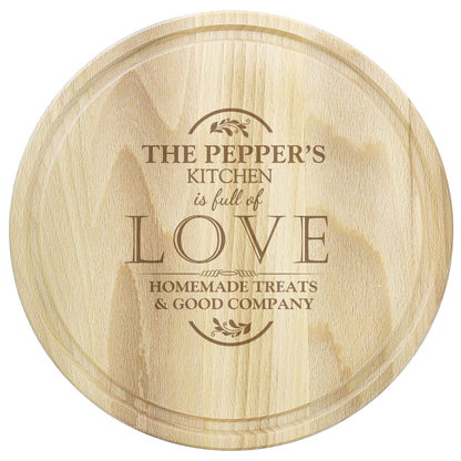 Personalised Full of Love Large Round Chopping Board - MK&JD Gifts