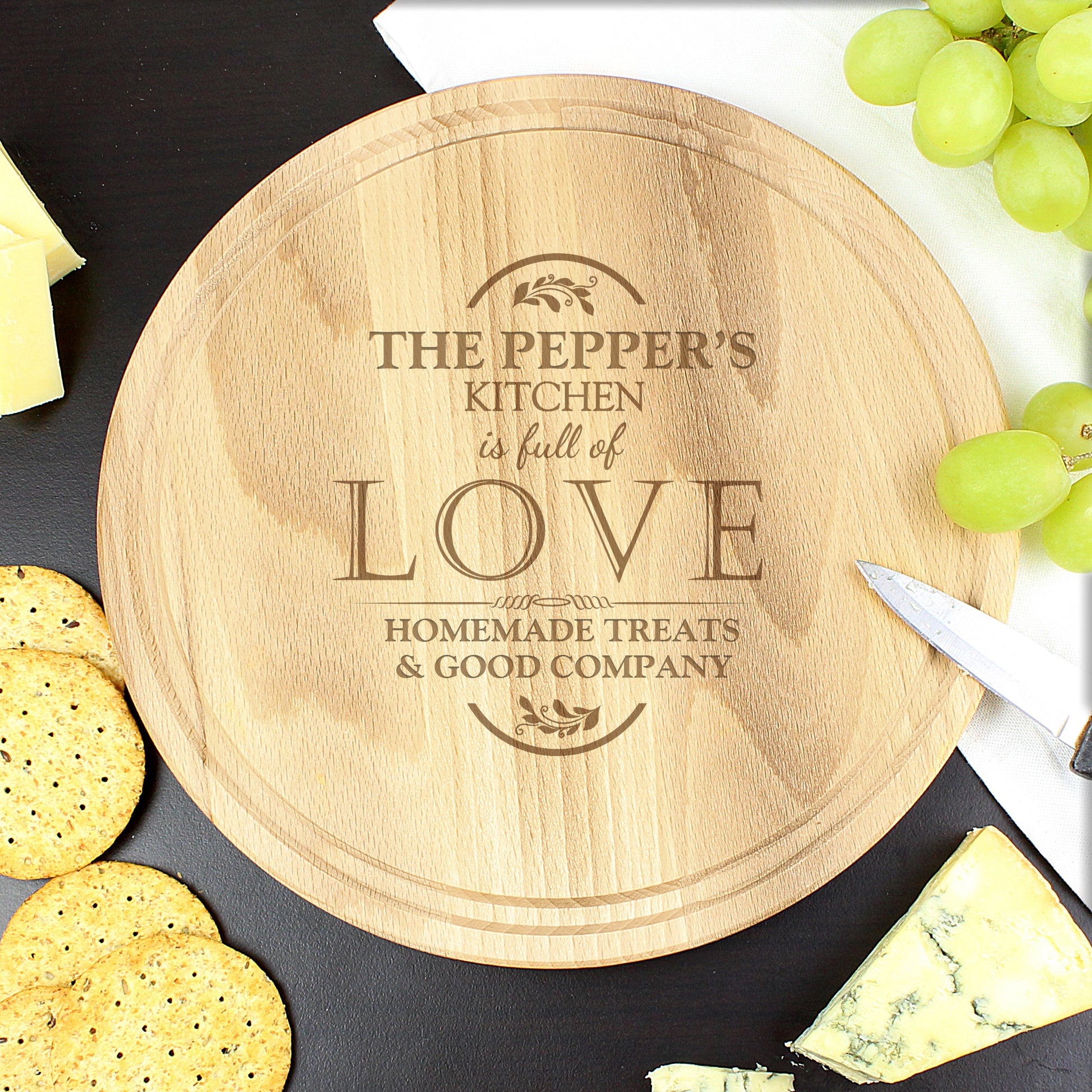 Personalised Full of Love Large Round Chopping Board - MK&JD Gifts