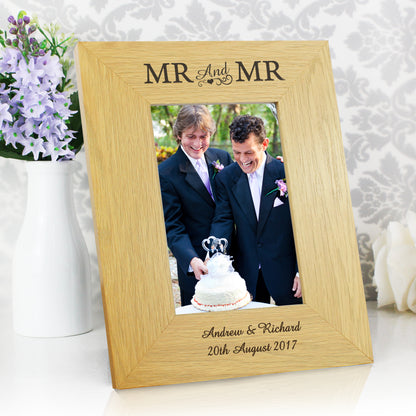 Personalised Oak Finish 6x4 Mr & Mr Photo Frame - MK&JD Gifts