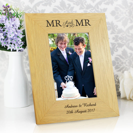 Personalised Oak Finish 6x4 Mr & Mr Photo Frame - MK&JD Gifts