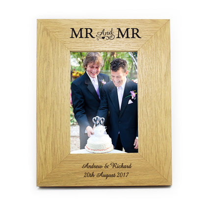 Personalised Oak Finish 6x4 Mr & Mr Photo Frame - MK&JD Gifts