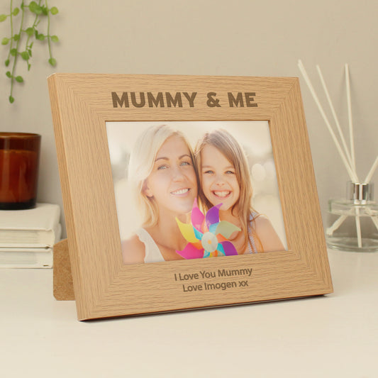 Personalised Mummy & Me 5x7 Landscape Oak Finish Photo Frame - MK&JD Gifts