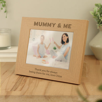 Personalised Mummy & Me 5x7 Landscape Oak Finish Photo Frame - MK&JD Gifts
