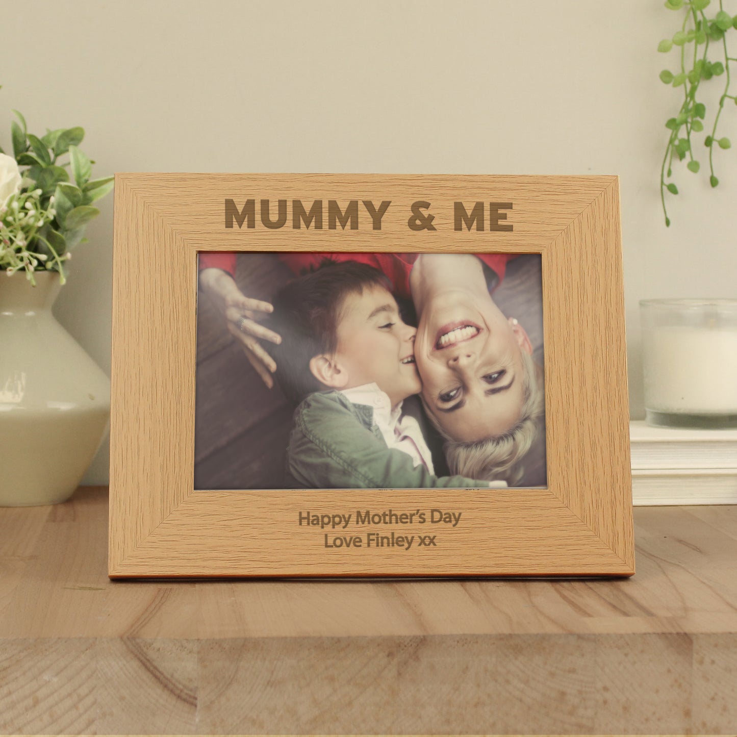 Personalised Mummy & Me 5x7 Landscape Oak Finish Photo Frame - MK&JD Gifts