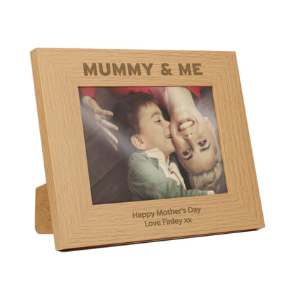 Personalised Mummy & Me 5x7 Landscape Oak Finish Photo Frame - MK&JD Gifts