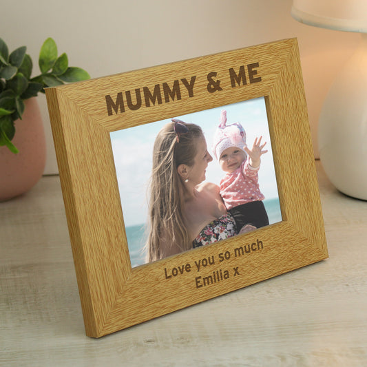 Personalised Oak Finish 6x4 Mummy & Me Photo Frame - MK&JD Gifts