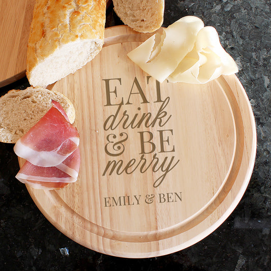 Personalised Eat Drink & Be Merry Rectangular Chopping Board