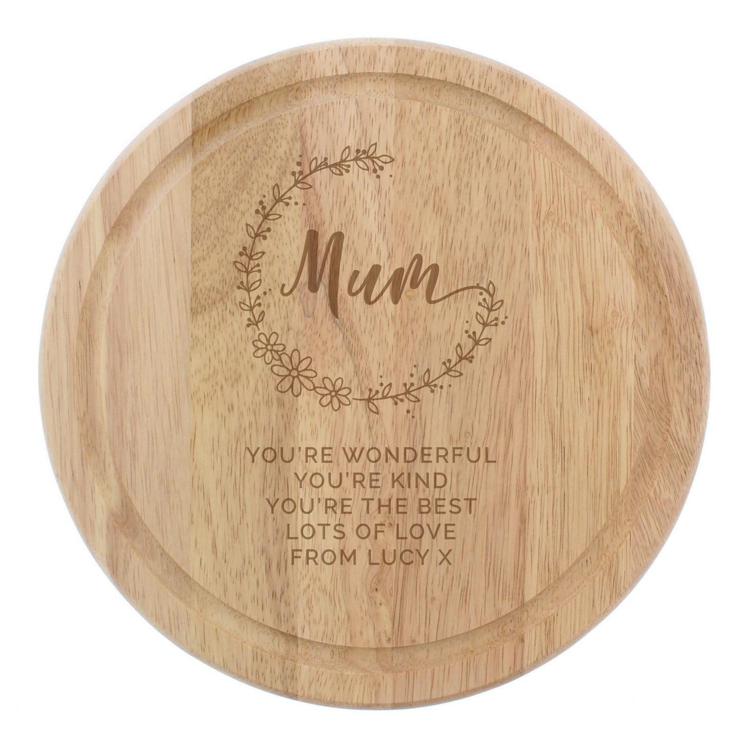 Personalised Mum Round Wooden Chopping Heart - MK&JD Gifts
