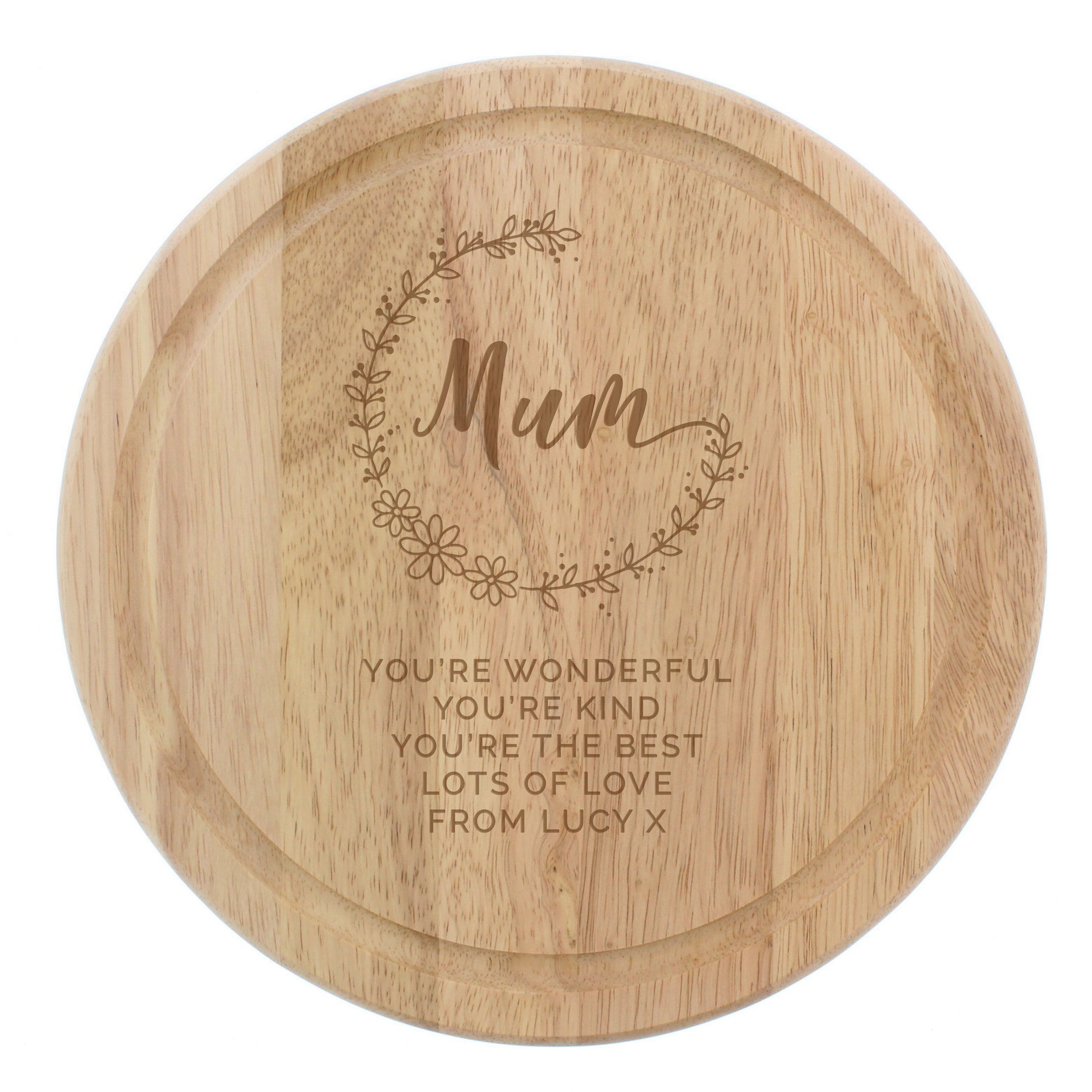 Personalised Mum Round Wooden Chopping Heart - MK&JD Gifts