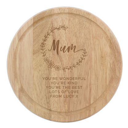 Personalised Mum Round Wooden Chopping Heart - MK&JD Gifts