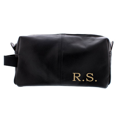 Personalised Luxury Initials Black leatherette Wash Bag - MK&JD Gifts