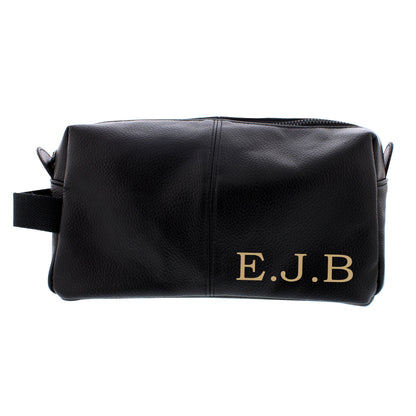 Personalised Luxury Initials Black leatherette Wash Bag - MK&JD Gifts