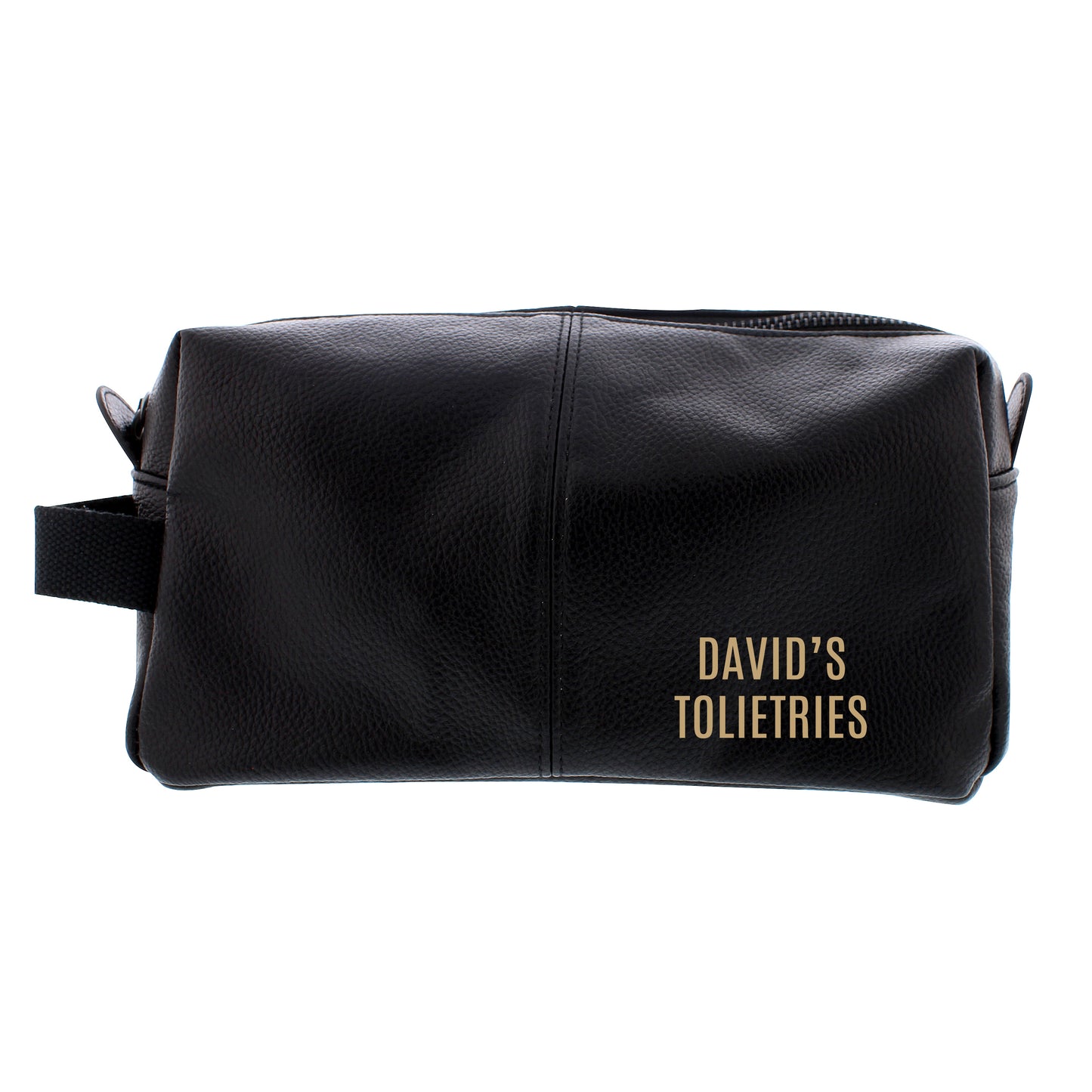 Personalised Luxury Black leatherette Wash Bag - MK&JD Gifts