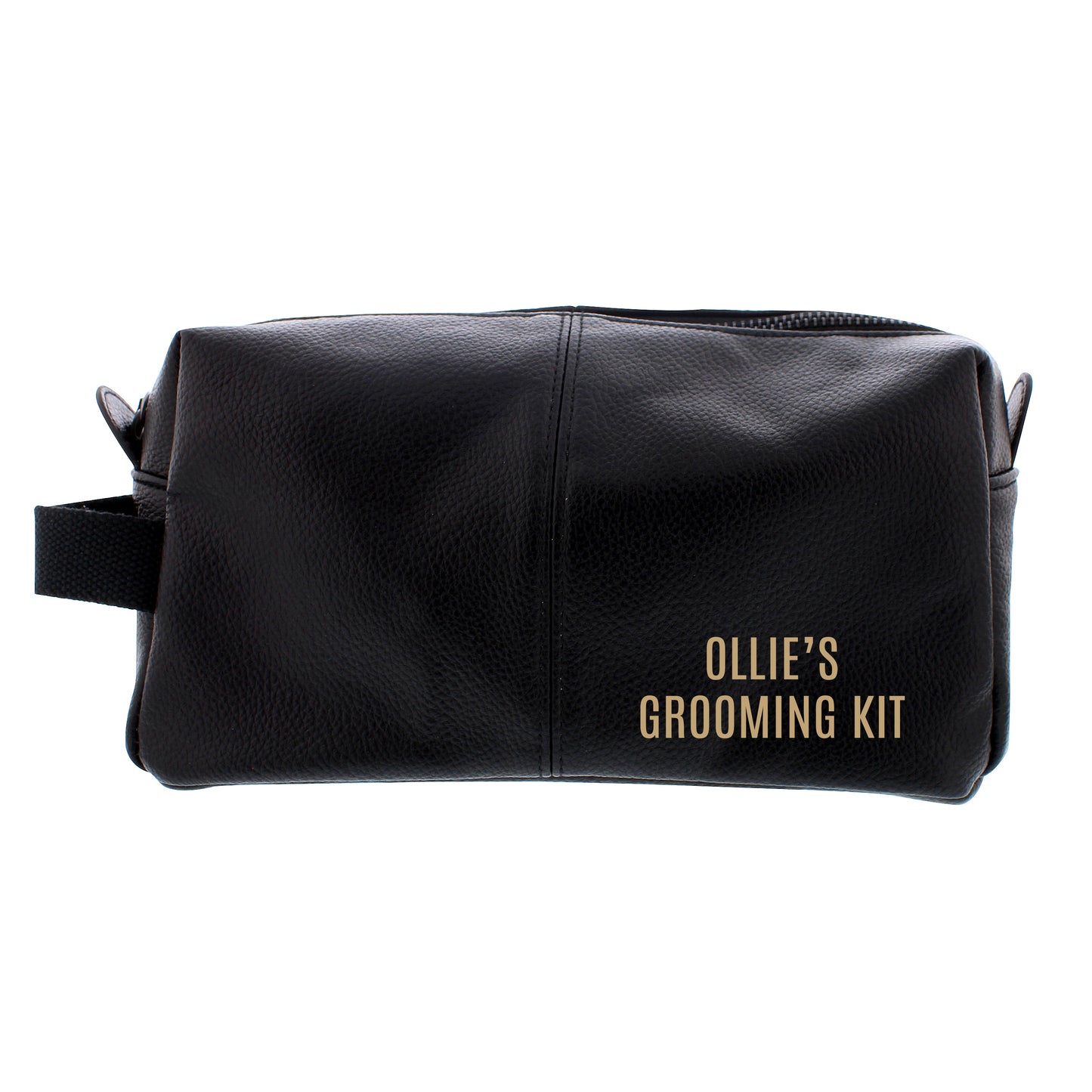 Personalised Luxury Black leatherette Wash Bag - MK&JD Gifts