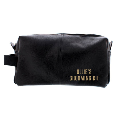Personalised Luxury Black leatherette Wash Bag - MK&JD Gifts