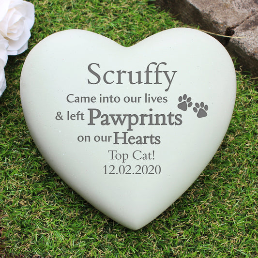 Personalised Pet Pawprints Heart Memorial - MK&JD Gifts