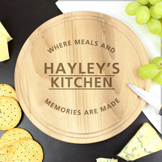 Personalised 'Meals and Memories' Round Chopping Board - MK&JD Gifts