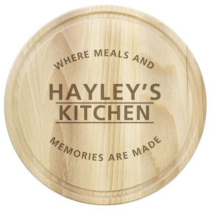 Personalised 'Meals and Memories' Round Chopping Board - MK&JD Gifts