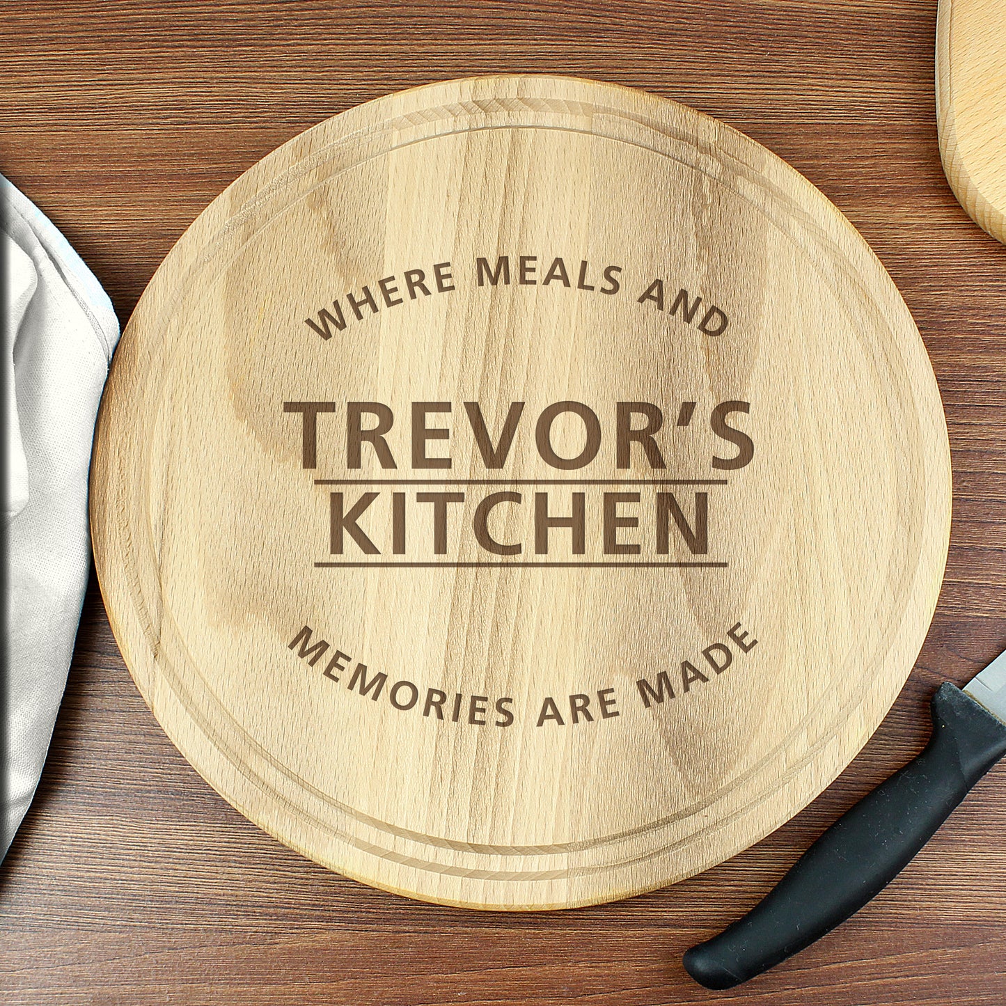 Personalised 'Meals and Memories' Round Chopping Board - MK&JD Gifts
