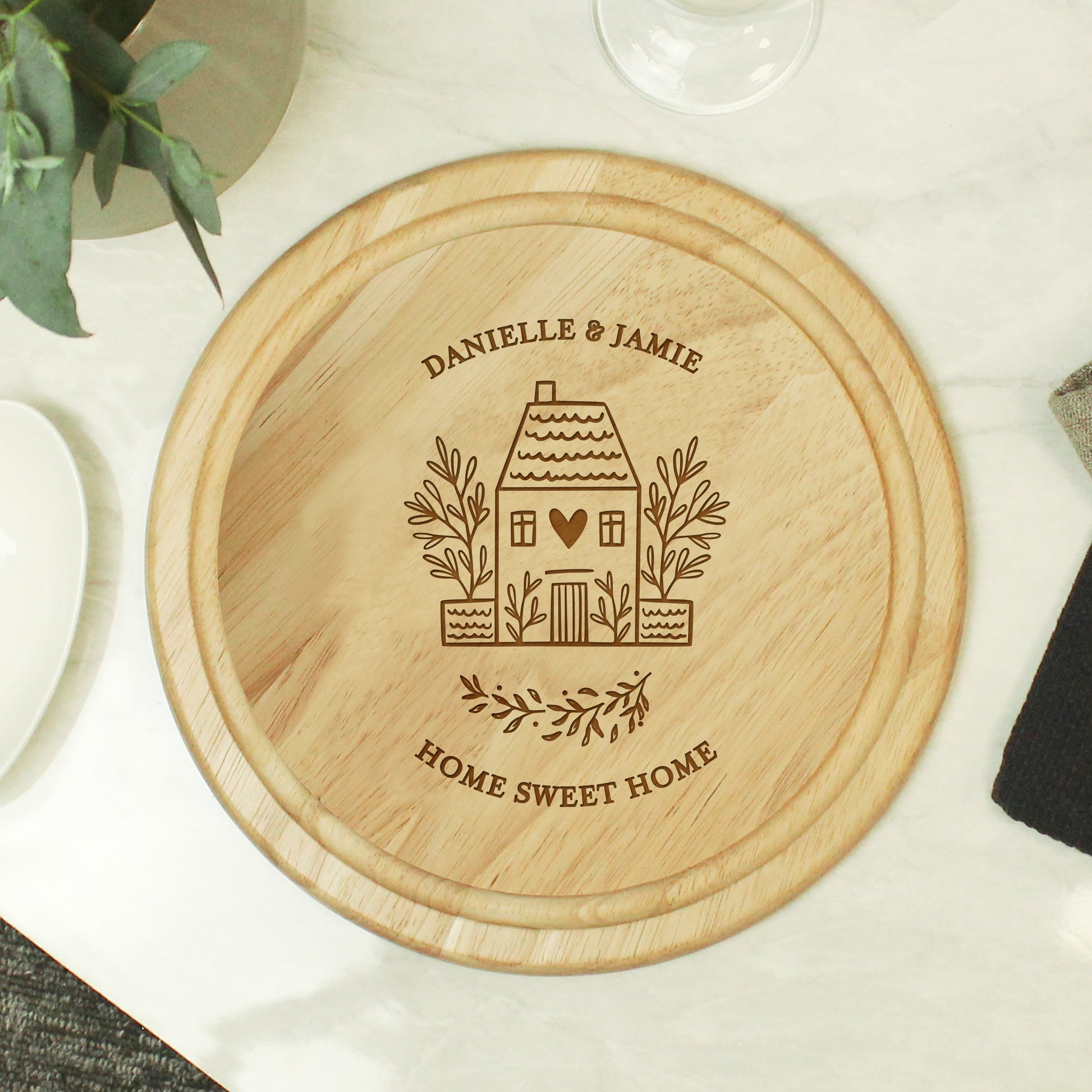 Personalised HOME Round Chopping Board - MK&JD Gifts