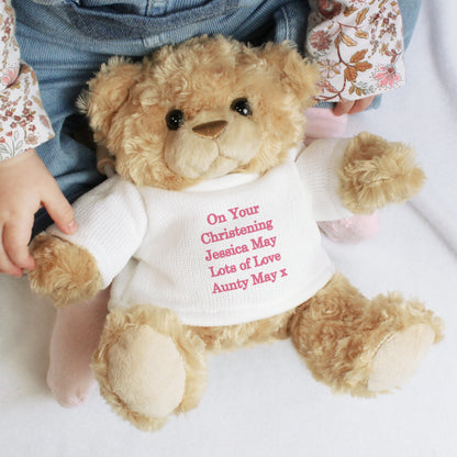 Personalised Message Teddy Bear - Pink - MK&JD Gifts