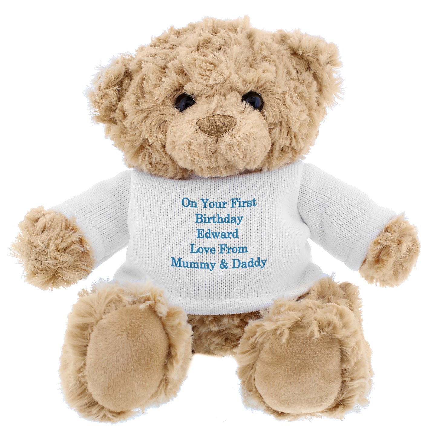 Personalised Message Teddy Bear - Blue - MK&JD Gifts
