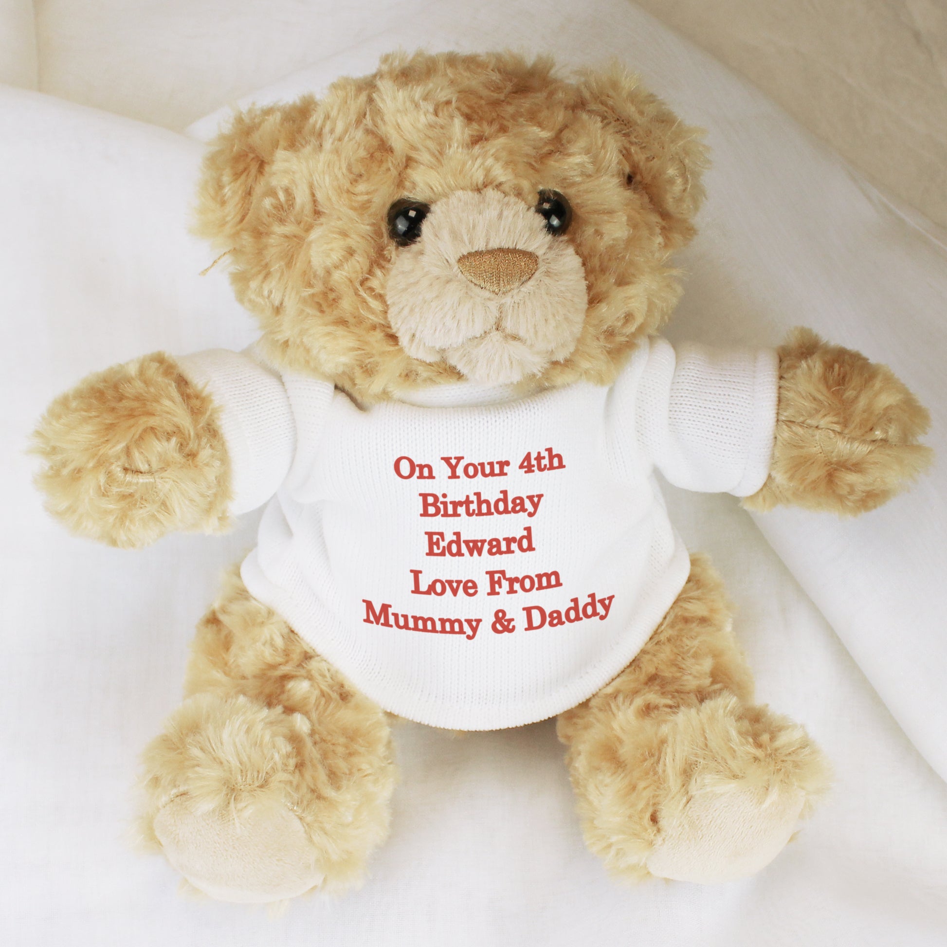 Personalised Teddy Bear - Red Message - MK&JD Gifts