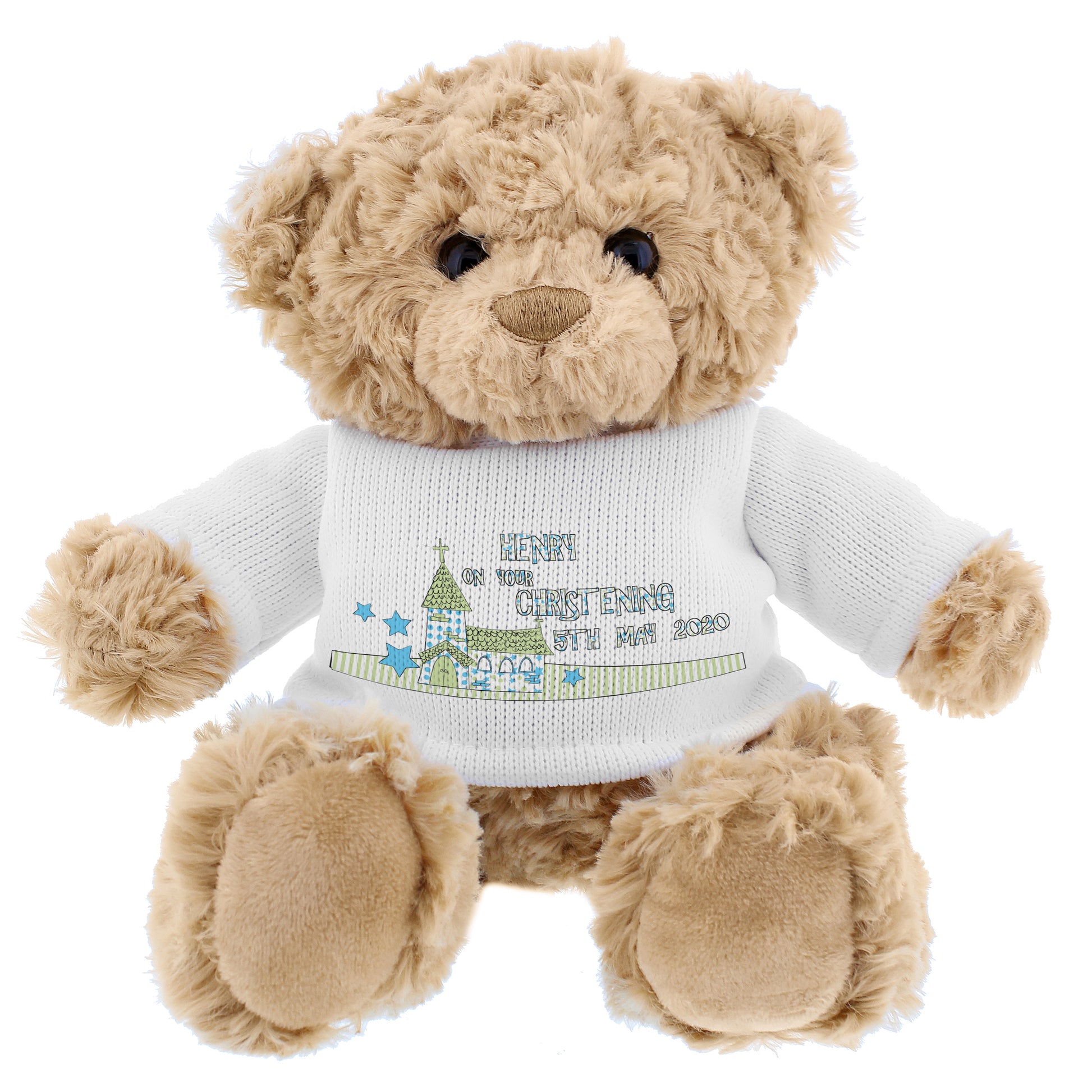 Personalised Blue Church Message Teddy Bear - MK&JD Gifts