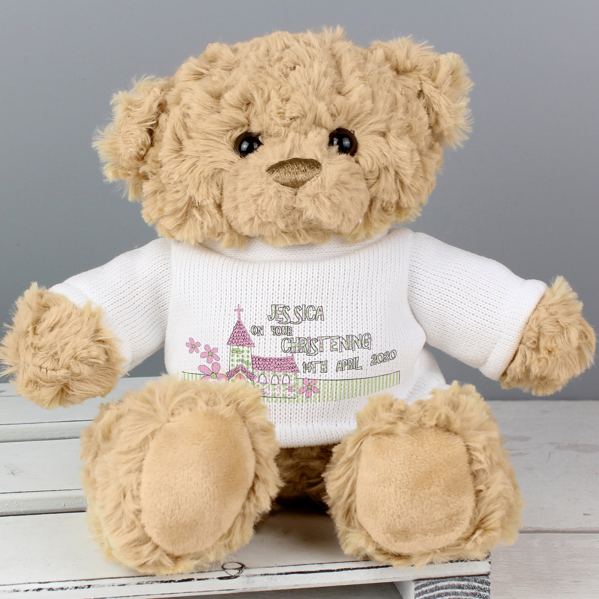 Personalised Pink Church Teddy Bear - MK&JD Gifts