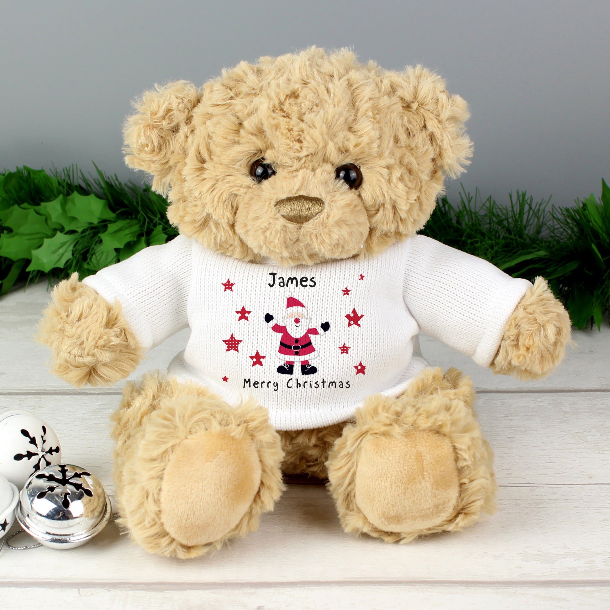 Personalised Spotty Santa Teddy Bear - MK&JD Gifts