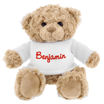Personalised Name Only Teddy Bear - Red - MK&JD Gifts