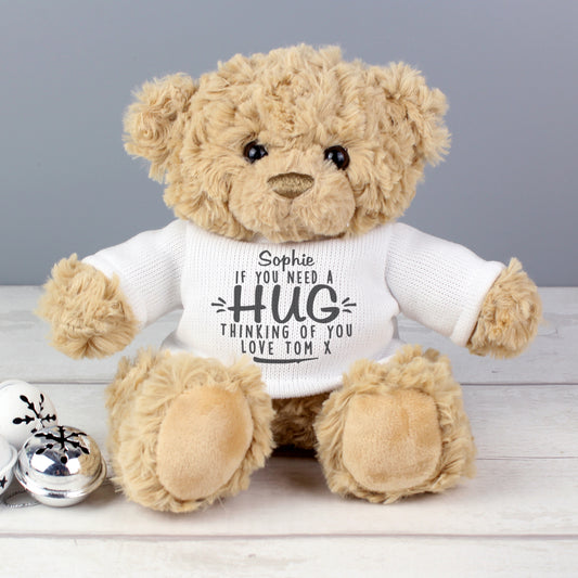 Personalised If You Need A Hug Teddy Bear - MK&JD Gifts
