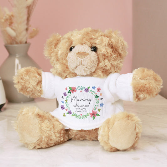 Personalised Floral Teddy Bear - MK&JD Gifts