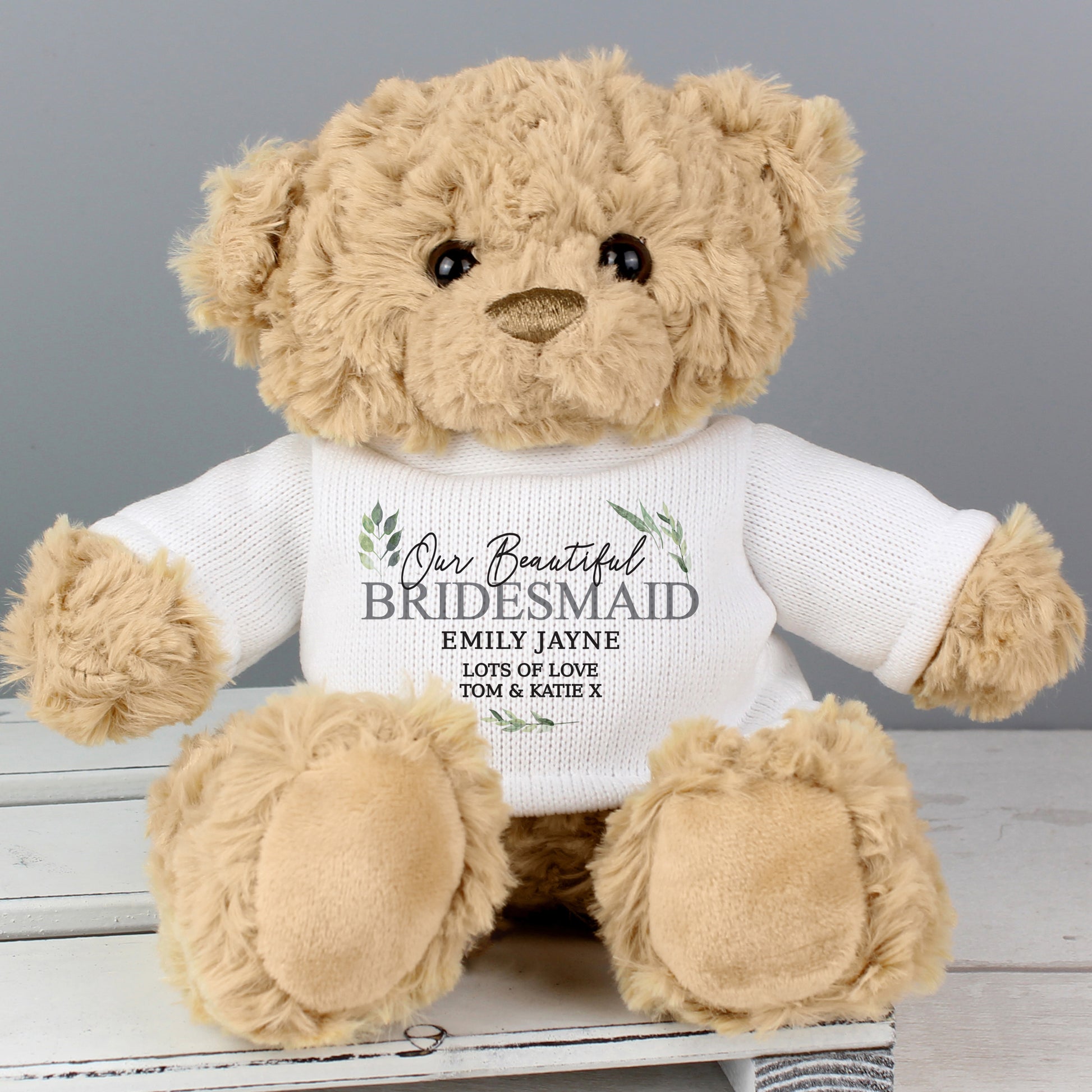 Personalised Geometric Leaf Teddy Bear - MK&JD Gifts