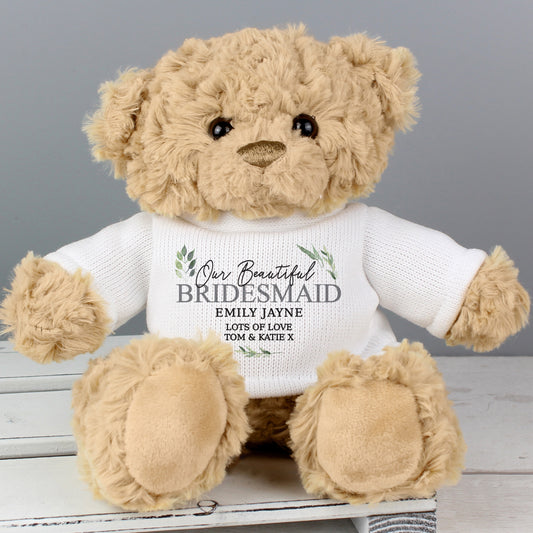 Personalised Geometric Leaf Teddy Bear - MK&JD Gifts
