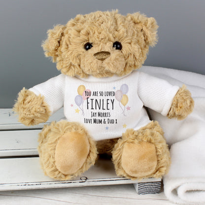 Personalised Teddy & Balloons Teddy Bear - MK&JD Gifts