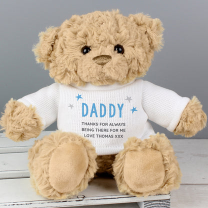Personalised Blue Name & Message Teddy Bear - MK&JD Gifts