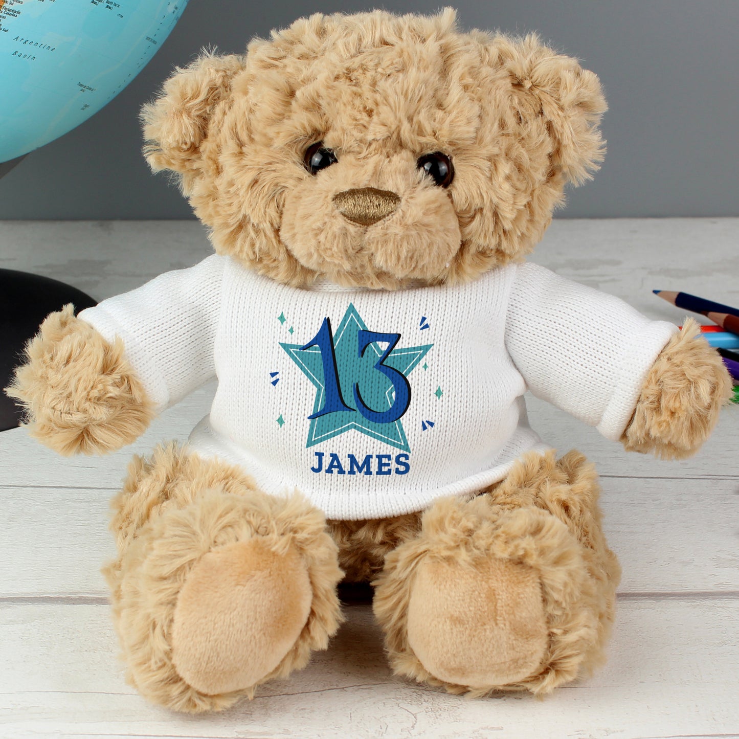 Personalised Blue Big Age Teddy Bear - MK&JD Gifts