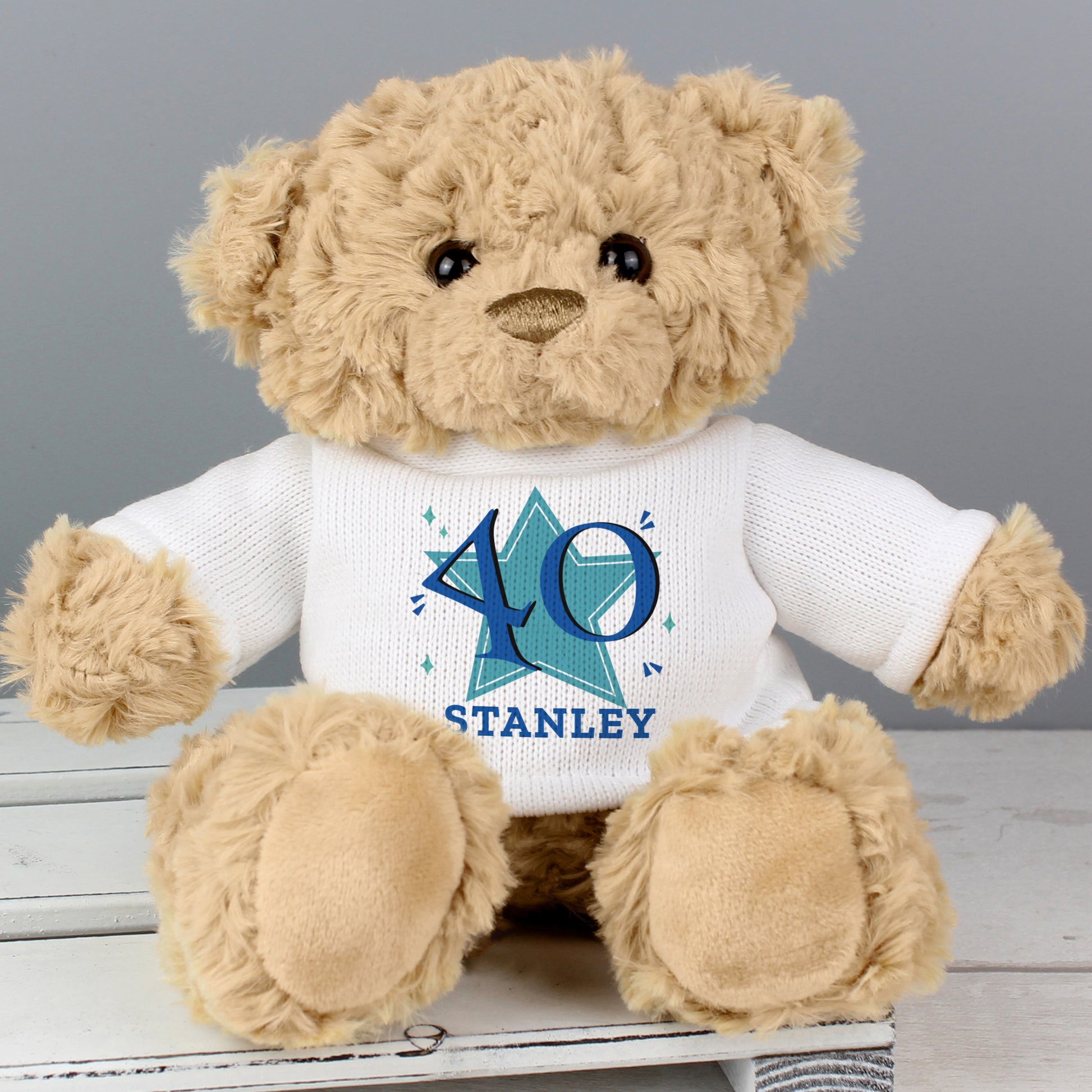 Personalised Blue Big Age Teddy Bear - MK&JD Gifts