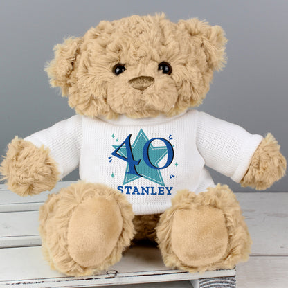 Personalised Blue Big Age Teddy Bear - MK&JD Gifts
