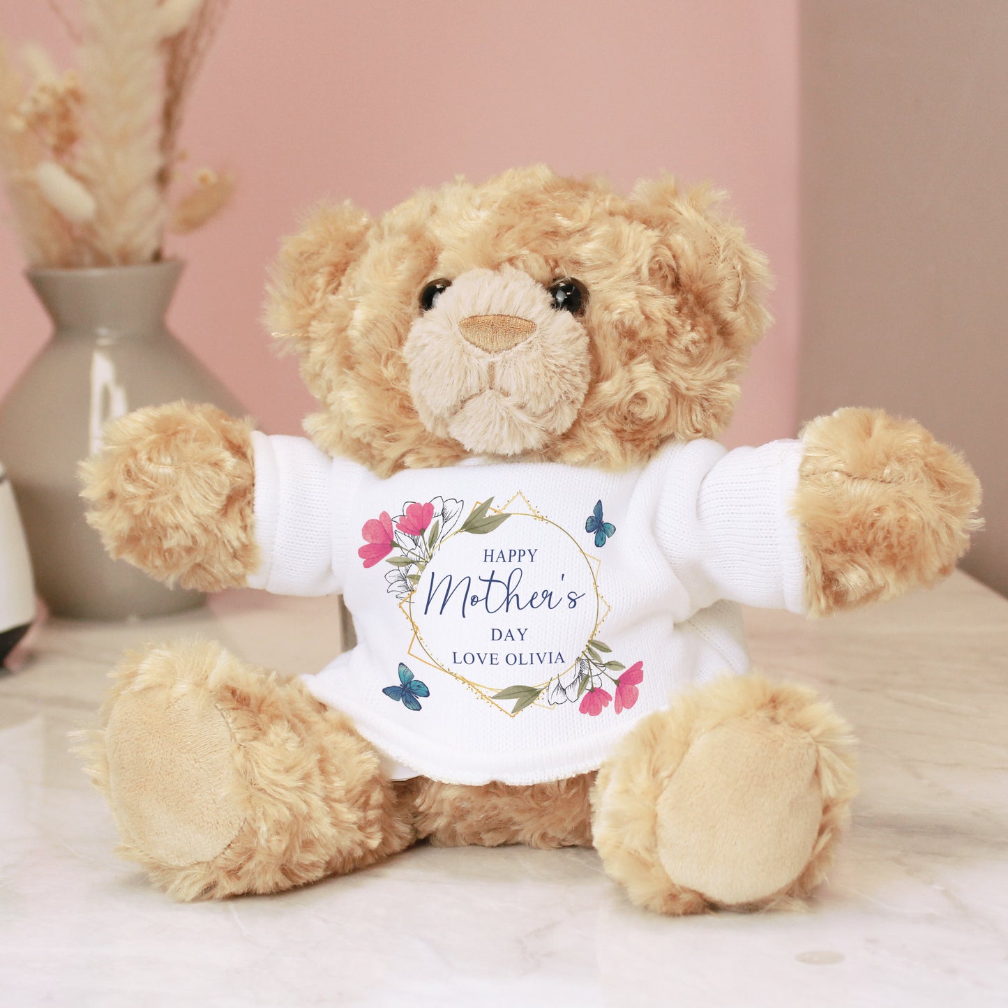 Personalised Geometric Floral Teddy Bear - MK&JD Gifts
