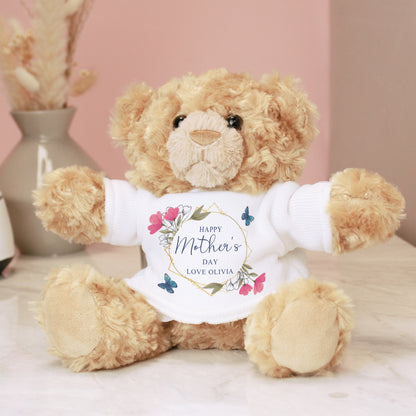 Personalised Geometric Floral Teddy Bear - MK&JD Gifts