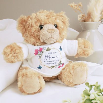 Personalised Geometric Floral Teddy Bear - MK&JD Gifts