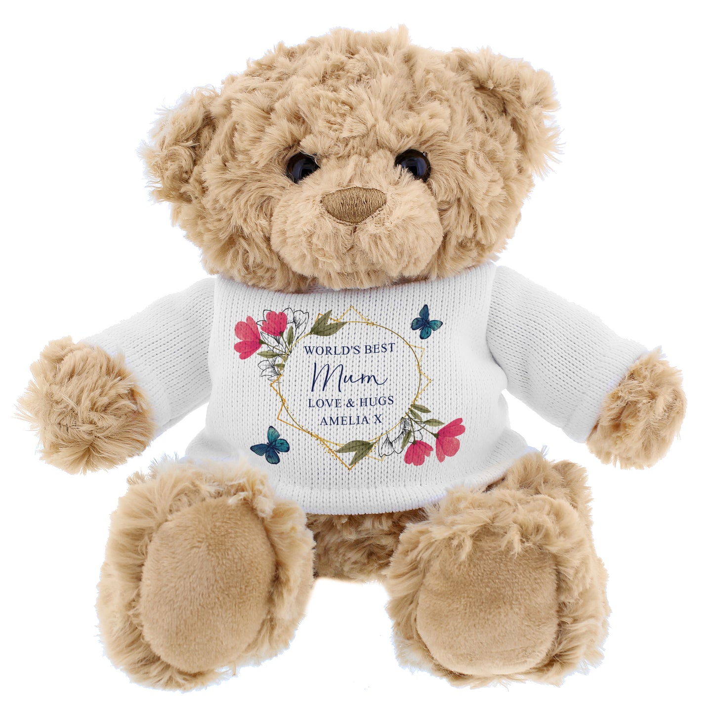Personalised Geometric Floral Teddy Bear - MK&JD Gifts