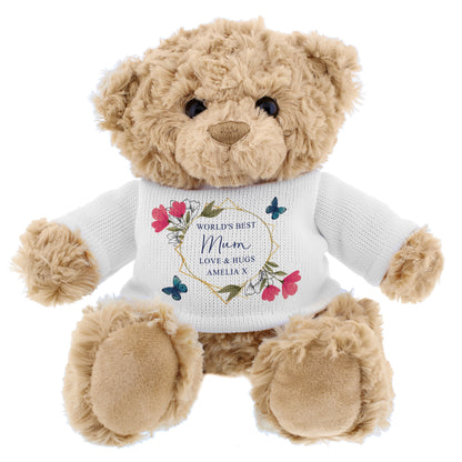 Personalised Geometric Floral Teddy Bear - MK&JD Gifts