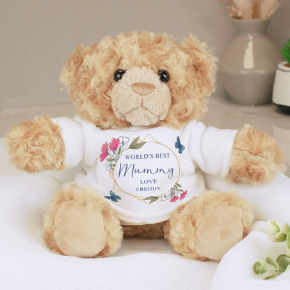 Personalised Geometric Floral Teddy Bear - MK&JD Gifts
