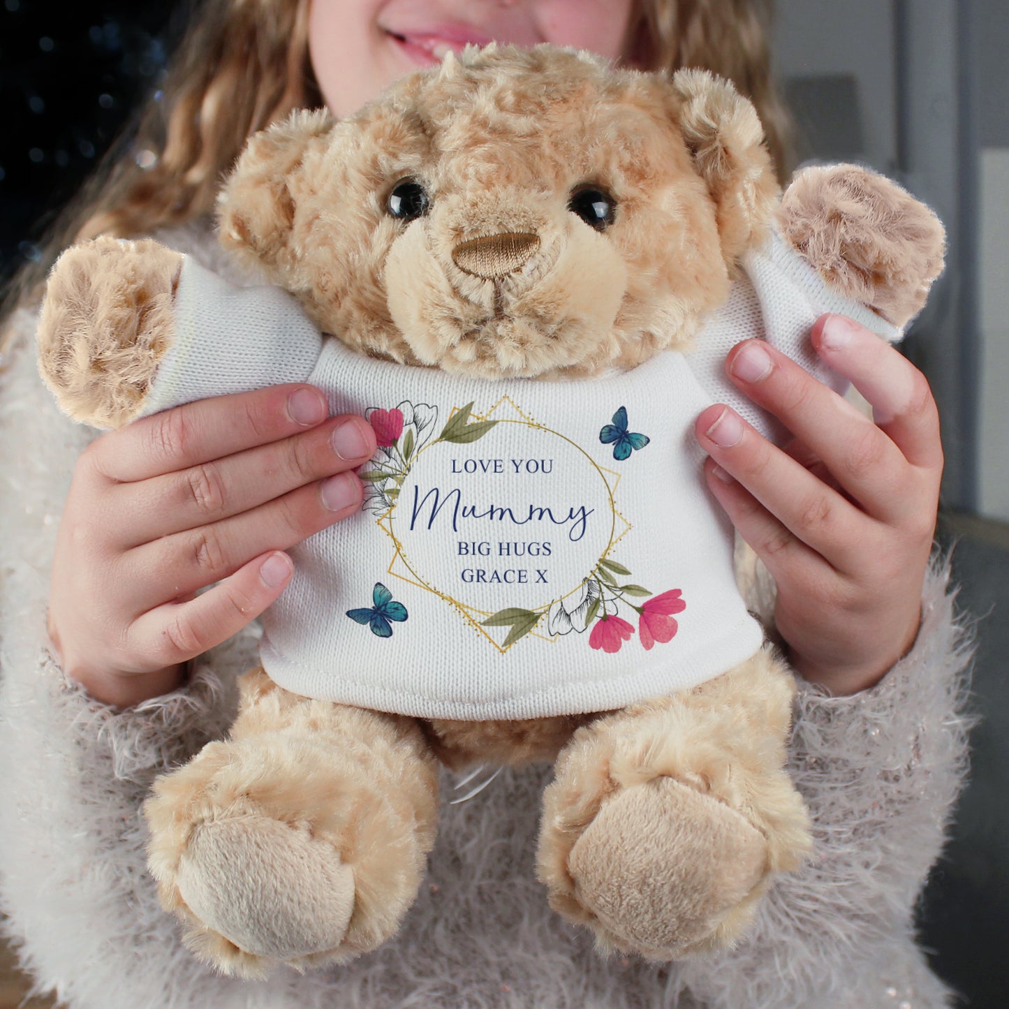 Personalised Geometric Floral Teddy Bear - MK&JD Gifts